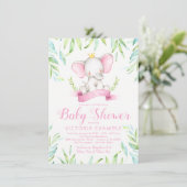 Mädchen Elephant Princess Baby Shower Einladungen (Stehend Vorderseite)