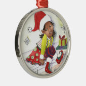 Mädchen-Elf-Weihnachtsverzierung Silbernes Ornament (Rechts)