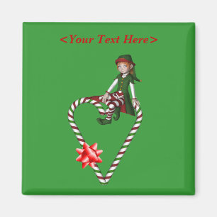 Mädchen-Elf-Zuckerstange-Herz-Weihnachtsfeiertags- Magnet