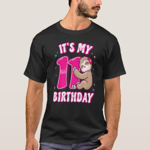 Mädchen Elfte Geburtstag Mein 11. Tag Pink Sloth P T-Shirt