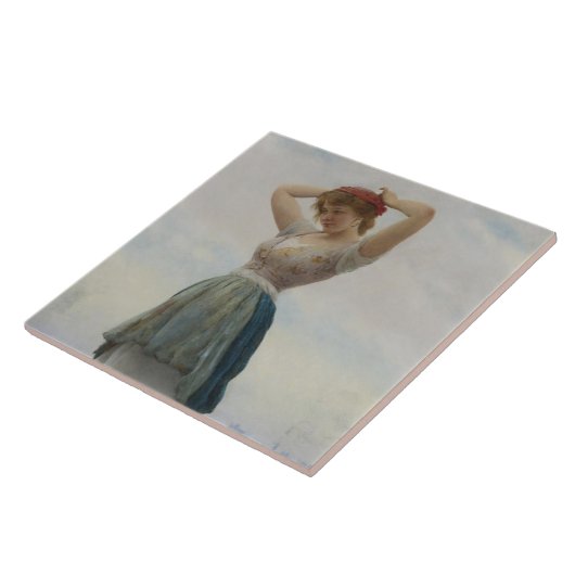 Mädchen entspannen am Strand Fliese (Seite)