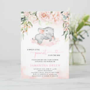 Mädchen Erröten Elefant Baby Shower Einladung