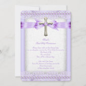 Mädchen Erste Heilige Kommune Kreuz Hübscher Laven Einladung (Vorderseite)
