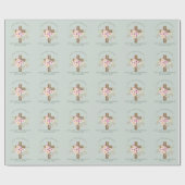 Mädchen Erste heilige Kommunion Blumenkreuz angepa Geschenkpapier (Flach)