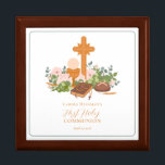 Mädchen Erste heilige Kommunion Custom Rosary Erinnerungskiste<br><div class="desc">Die ersten heiligen Kommunion-Kisten sind perfekt für Mädchen,  die dieses Sakrament feiern. Ideal zum Speichern von Rosaries oder Gebetskarten.</div>