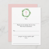 Mädchen erste heilige Kommunion füllen Sie bitte a Mitteilungskarte (Vorne/Hinten)