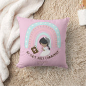 Mädchen Erste Heilige Kommunion Regenbogenkarikatu Kissen (Decke)