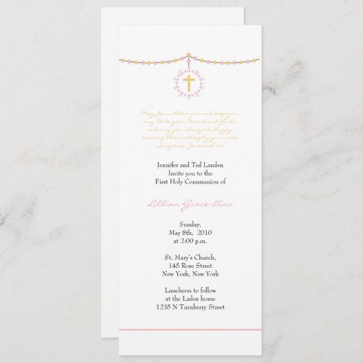 Mädchen-erste Kommunion Einladung (Vorne/Hinten)