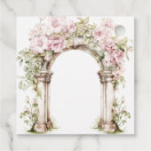 Mädchen Erste Kommunion Rosa Blumenbogen Kreuz Geschenkanhänger (Rückseite)