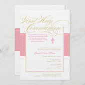 Mädchen-erste Kommunions-Einladung - rosa 12x18 Einladung (Vorne/Hinten)