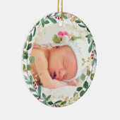 Mädchen erste Weihnachtsgrün Gold elegant Keramik Ornament (Rechts)