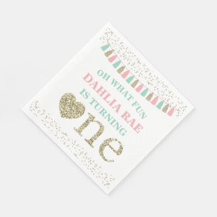 Mädchen Erster Geburtstag Party Servietten Pink Mi