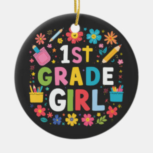 Mädchen erster Klasse Mädchen erster Klasse zurück Keramik Ornament