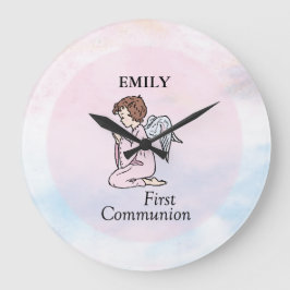 Mädchen, Erster Kommunion Angel Große Wanduhr