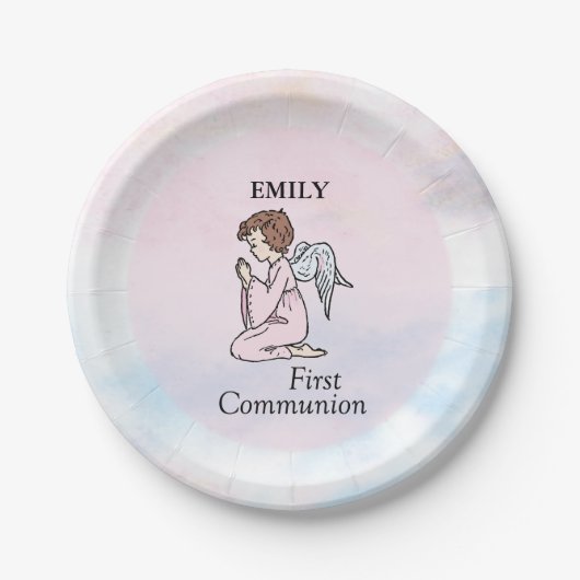 Mädchen, Erster Kommunion Angel Pappteller (Vorderseite)