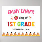 Mädchen erster Schultag erster Klasse Poster (Vorne)