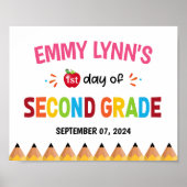 Mädchen erster Schultag zweiter Klasse Poster (Vorne)