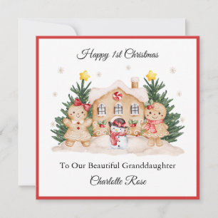 Mädchen Erstes Weihnachts-Gingerbread-Schneemann-K Feiertagskarte