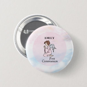 Mädchen, Erstkommunion Engel Button
