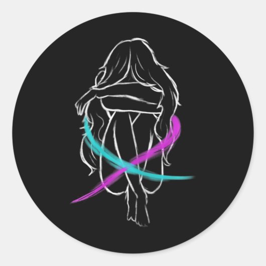 Mädchen erweckt Selbstmordprävention Awaren Runder Aufkleber (Vorderseite)