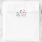 MÄDCHEN ESSEN SPAGHETTI QUADRATISCHER AUFKLEBER (Tasche)