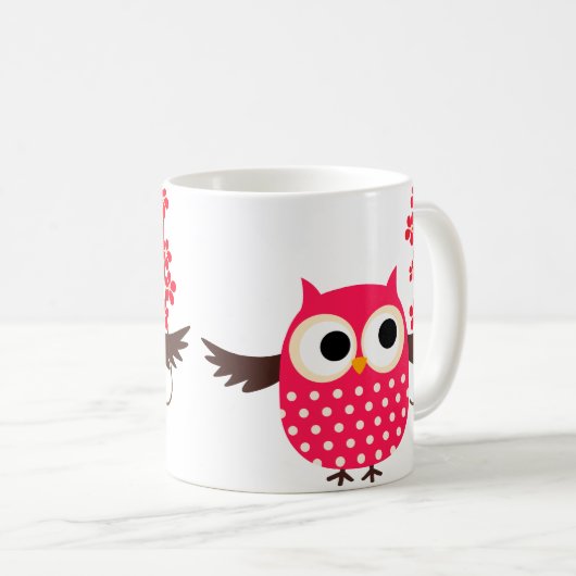 Mädchen-Eule mit Blumen Kaffeetasse (VorderseiteRechts)