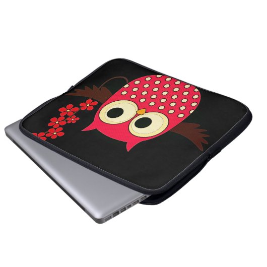 Mädchen-Eule mit Blumen Laptopschutzhülle (Vorne Knopf)