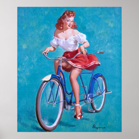 Mädchen Fahrrad Pin Up Poster (Vorne)