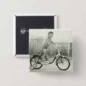 Mädchen fährt Fahrrad Button (Vorne & Hinten)