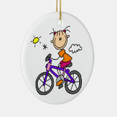 Mädchen fährt Fahrrad Keramik Ornament (Rechts)