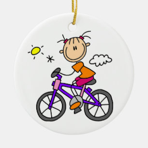 Mädchen fährt Fahrrad Keramik Ornament