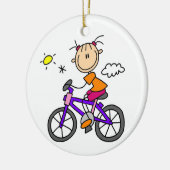 Mädchen fährt Fahrrad Keramik Ornament (Links)