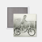 Mädchen fährt Fahrrad Magnet (Vorderseite/Rückseite)