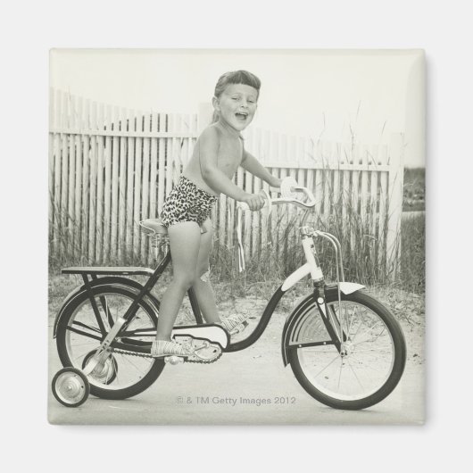 Mädchen fährt Fahrrad Magnet (Vorne)