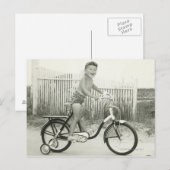 Mädchen fährt Fahrrad Postkarte (Vorne/Hinten)
