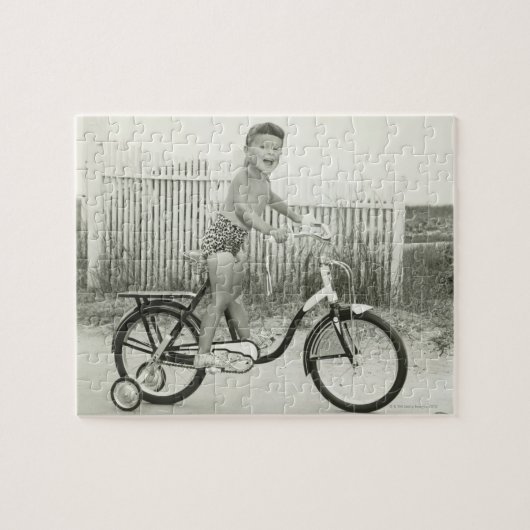 Mädchen fährt Fahrrad Puzzle (Horizontal)