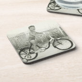 Mädchen fährt Fahrrad Untersetzer (Linke Seite)