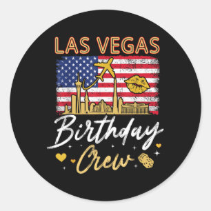 Mädchen Familie Las Vegas Geburtstags-Crew-Squad B Runder Aufkleber