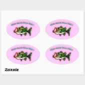 Mädchen fangen mehr Fisch Ovaler Aufkleber (Blatt)