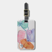 MÄDCHEN FARBBIGE ZWECKE PERSONALISIERTER GEPÄCKTAG GEPÄCKANHÄNGER (Vorderseite vertikal)