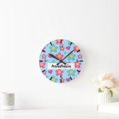Mädchen farbenfrohe Blume Runde Wanduhr (Zuhause)