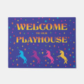 Mädchen farbenfrohe Spielhütten Einhörnchen und St Fußmatte (Vorderseite)