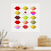 Mädchen farbige Lippen / farbige Mäulchen auf weiß Poster (Küche)