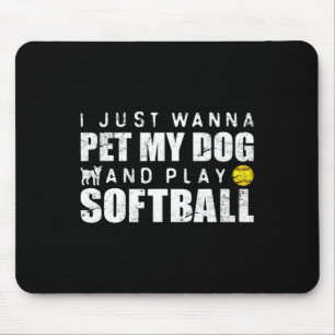 Mädchen Fastpitch Softball Lustiger Hund Mousepad