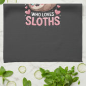 Mädchen Faultier T-Shirt Geschirrtuch (Gefaltet)