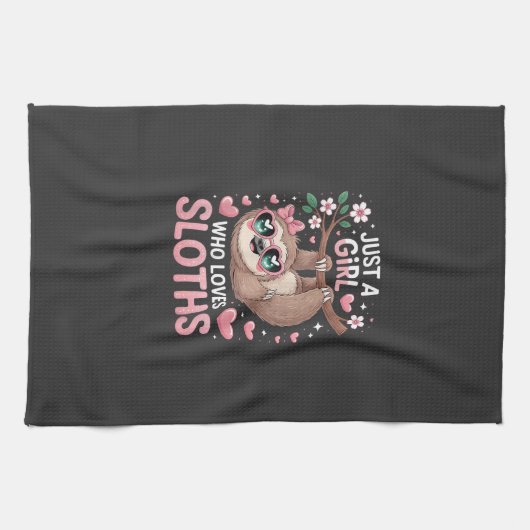 Mädchen Faultier T-Shirt Geschirrtuch (Horizontal)