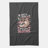 Mädchen Faultier T-Shirt Geschirrtuch (Vertikal)