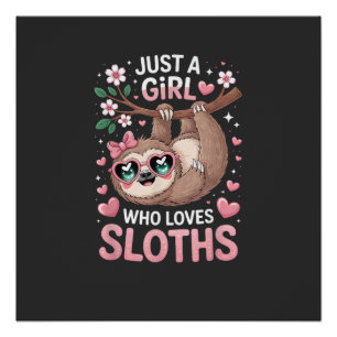 Mädchen Faultier T-Shirt Poster