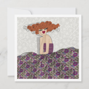 Mädchen-Fee-Blumenmode-Illustrationskunstkarte Einladung
