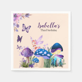 Mädchen Feen Lila Pilz Schmetterling Geburtstag Serviette